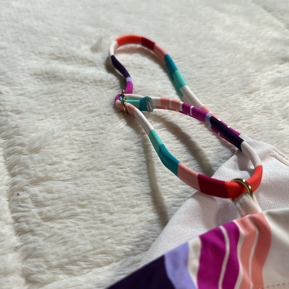 Bar III Multi Waves Printed Strappy Bralette Bikini Swim Top Pink Purple size L - Picture 7 of 14